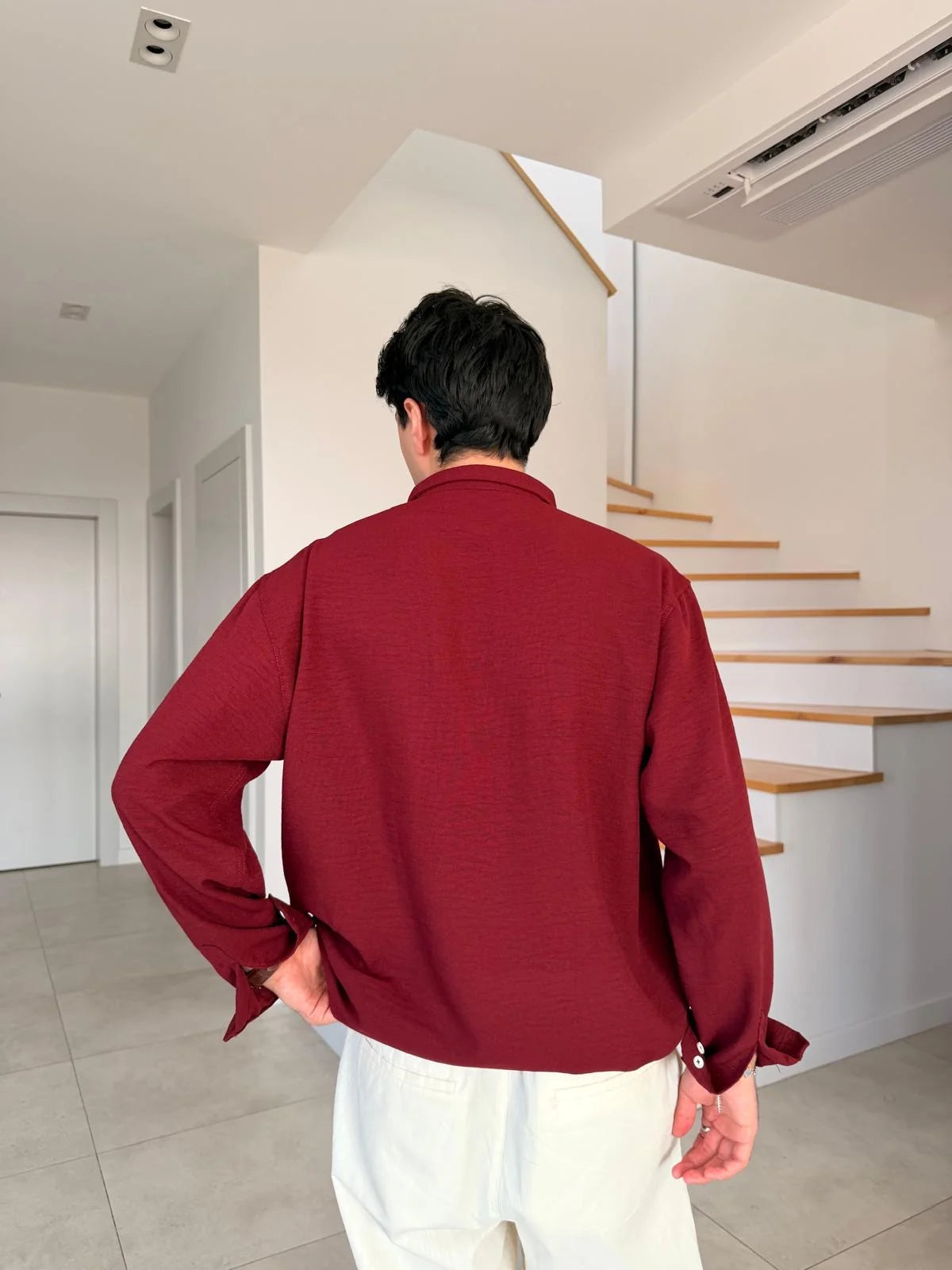 Burgundy Linen Shirt