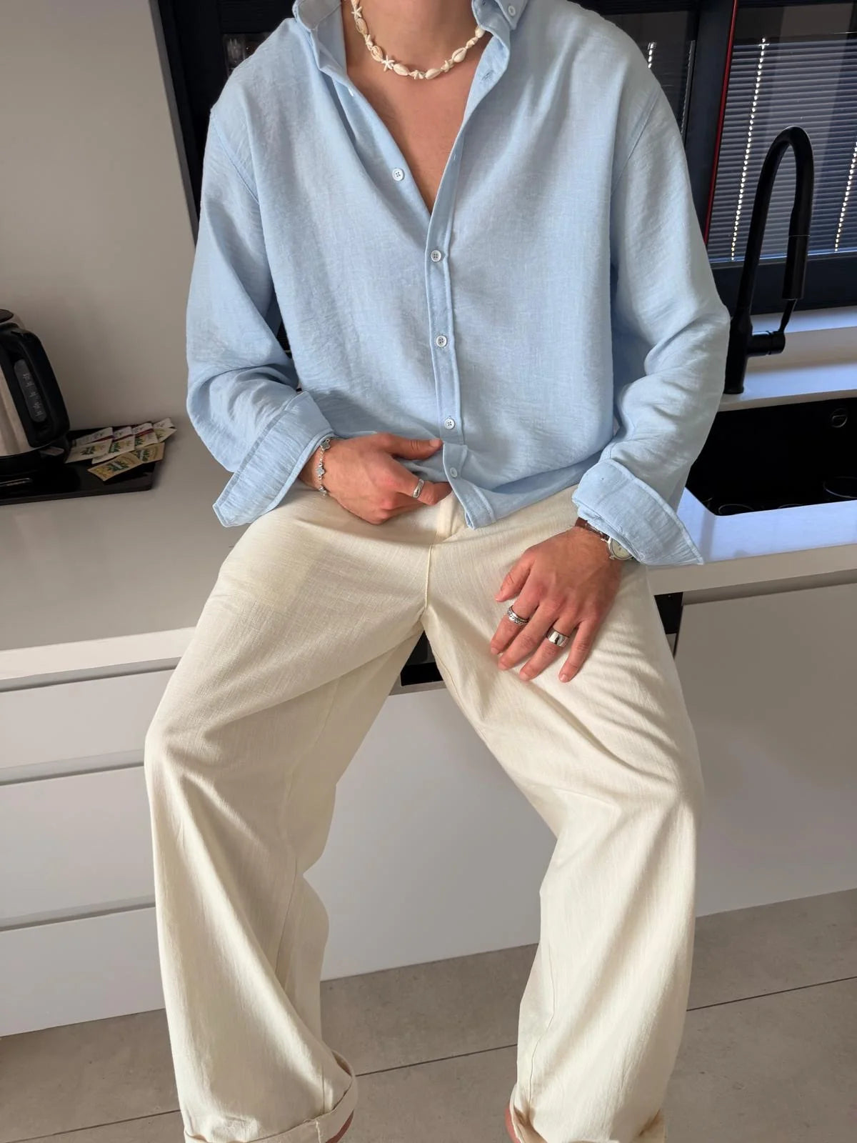 Baby Blue Linen Shirt