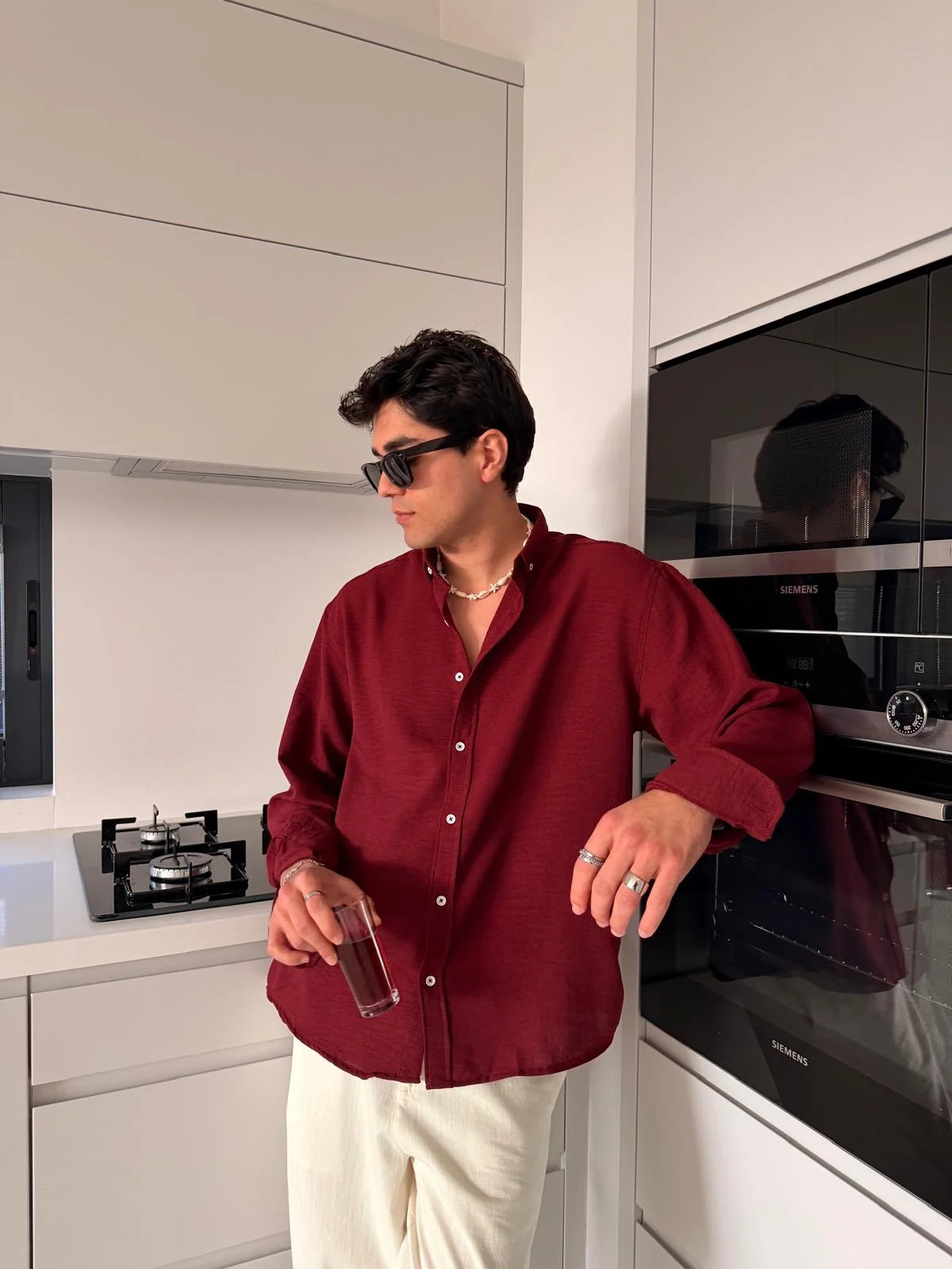 Burgundy Linen Shirt