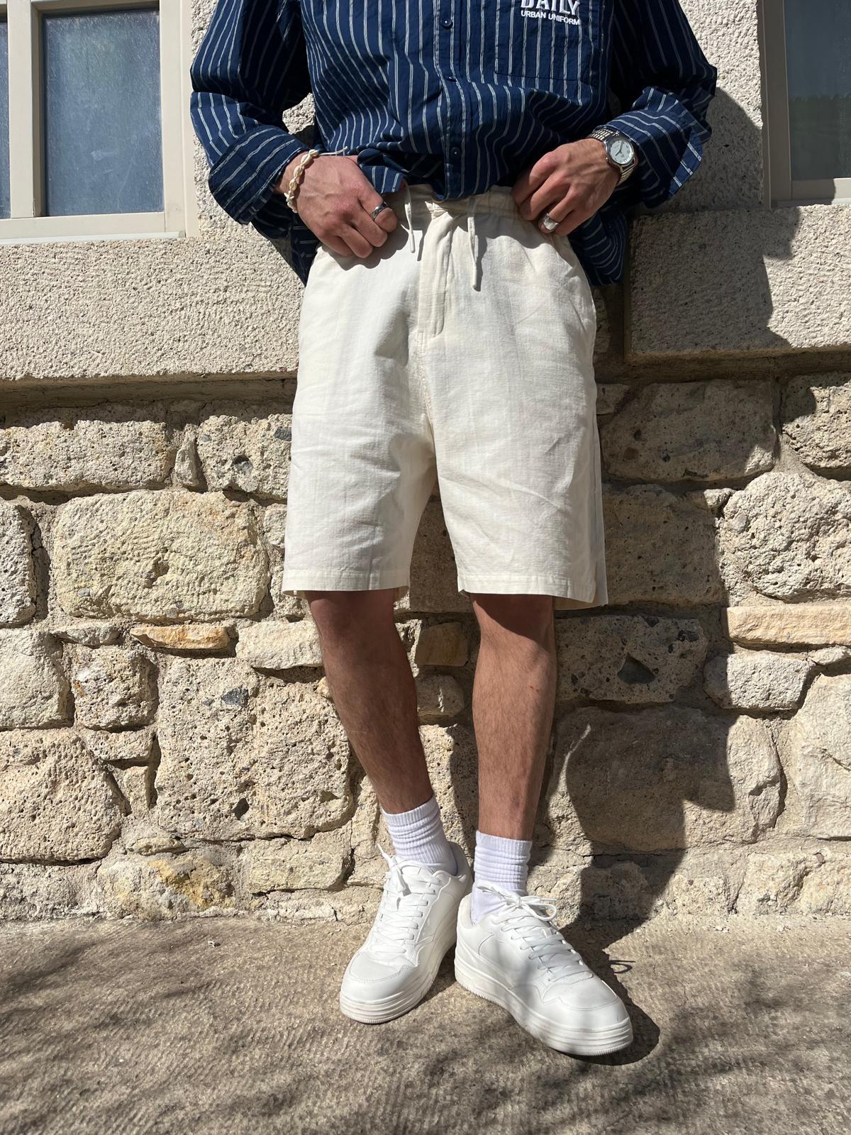 Beige Linen Shorts