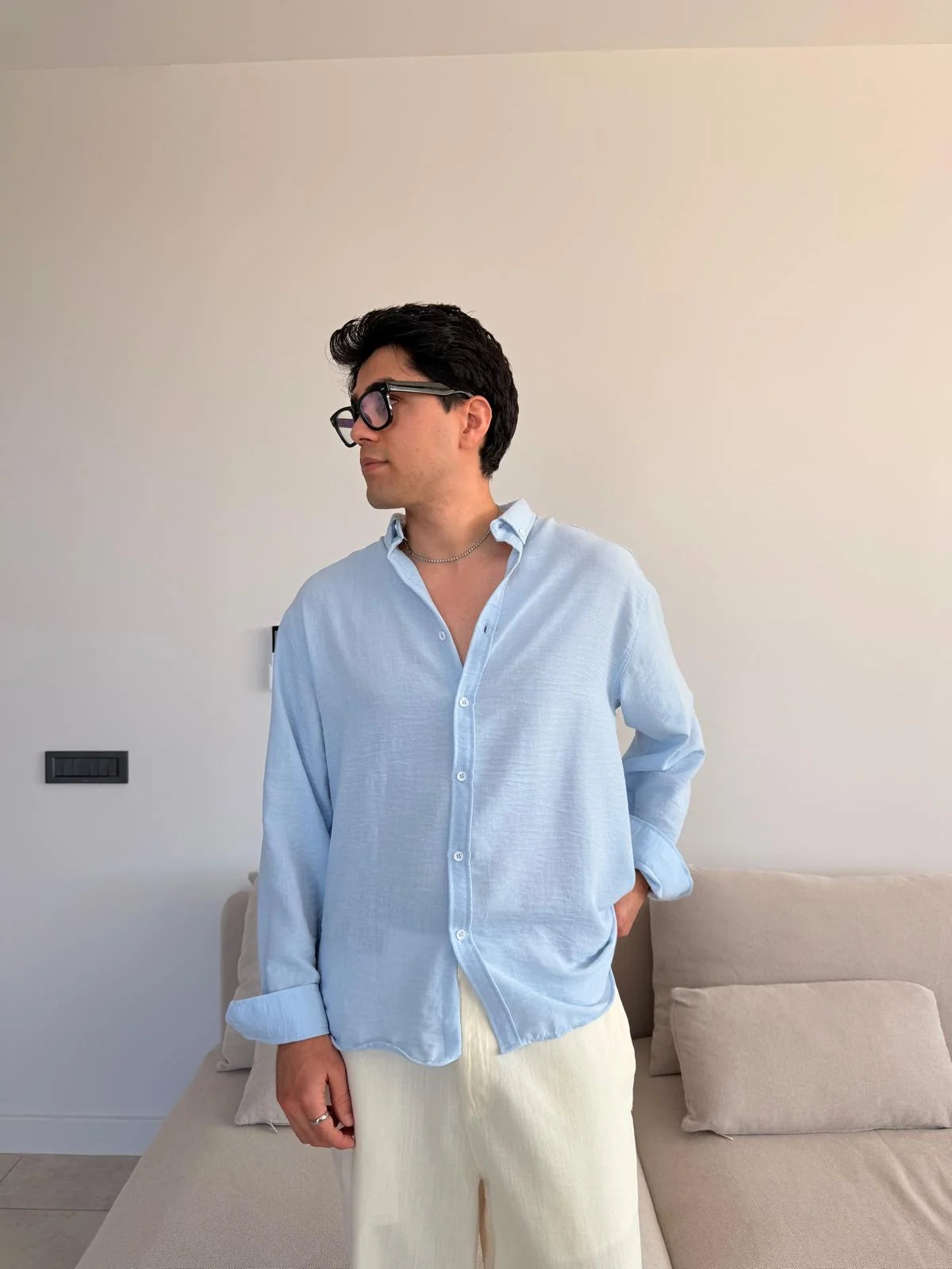 Baby Blue Linen Shirt