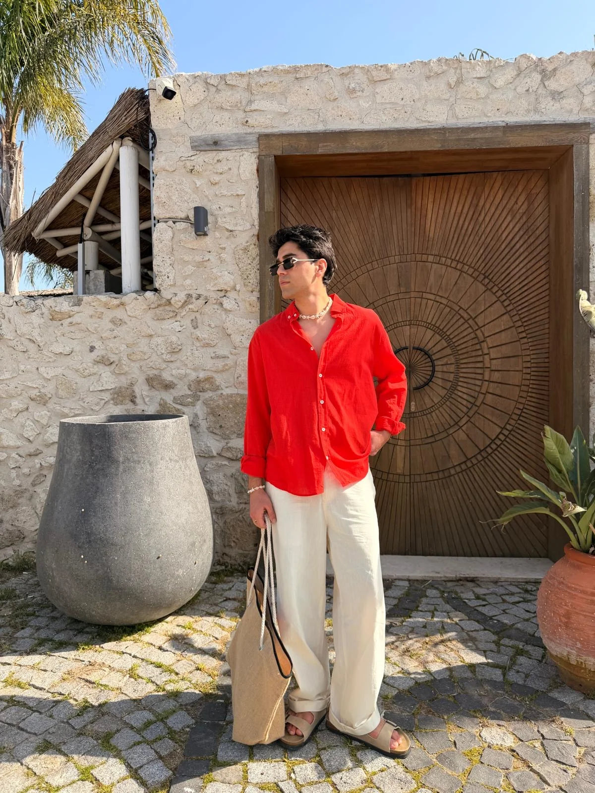 Red Linen Shirt