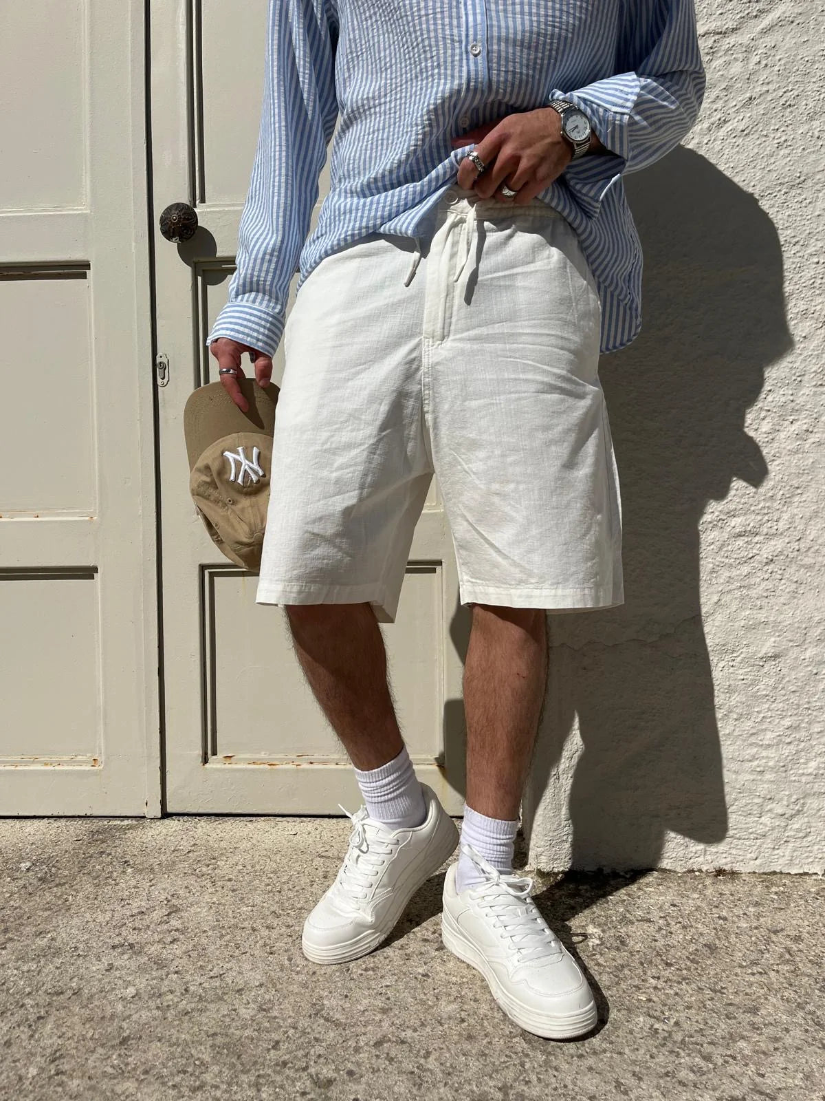 White Linen Shorts