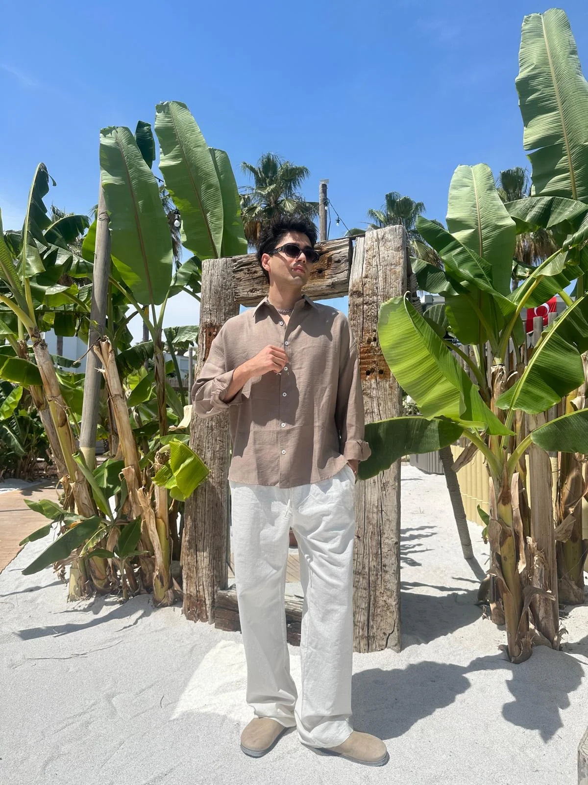White Linen Baggy Pants