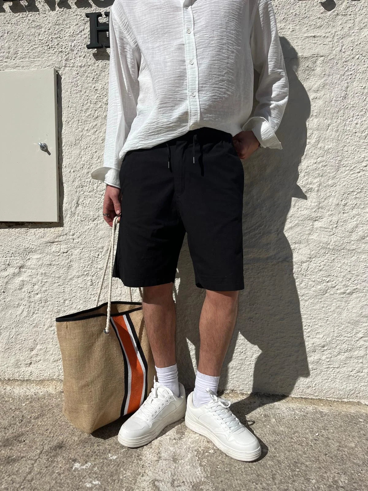 Black Linen Shorts