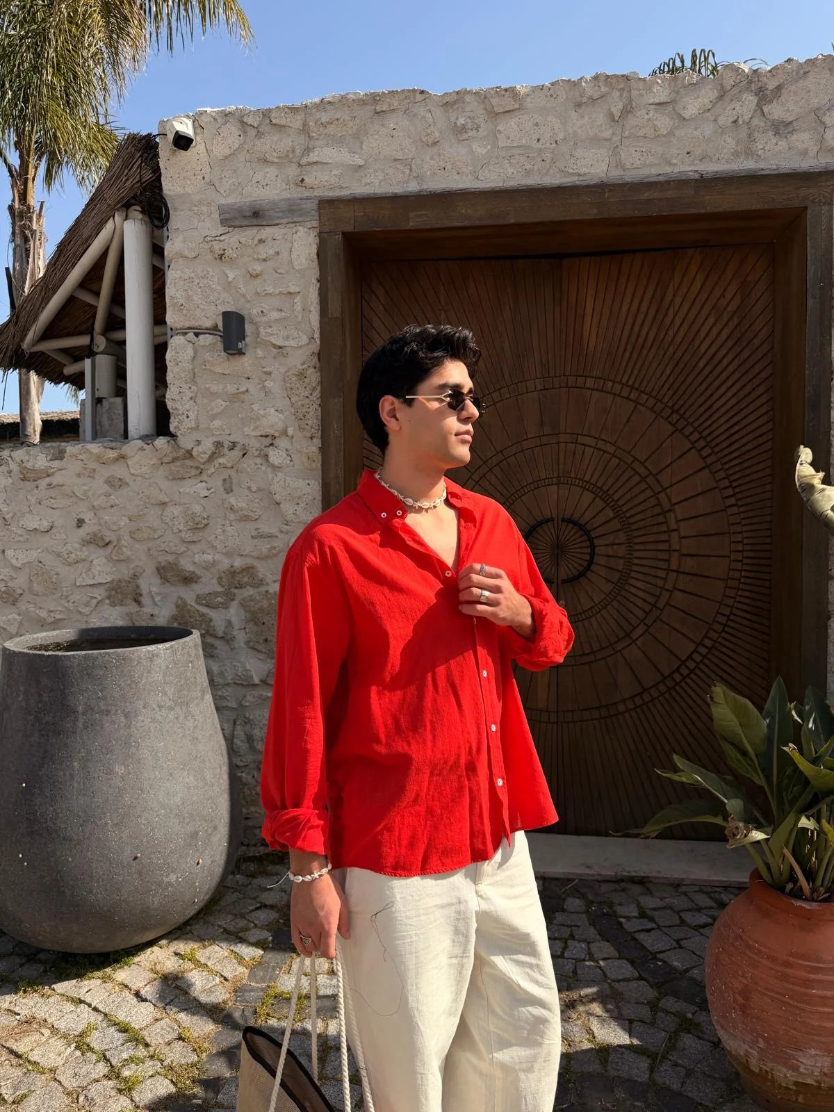 Red Linen Shirt