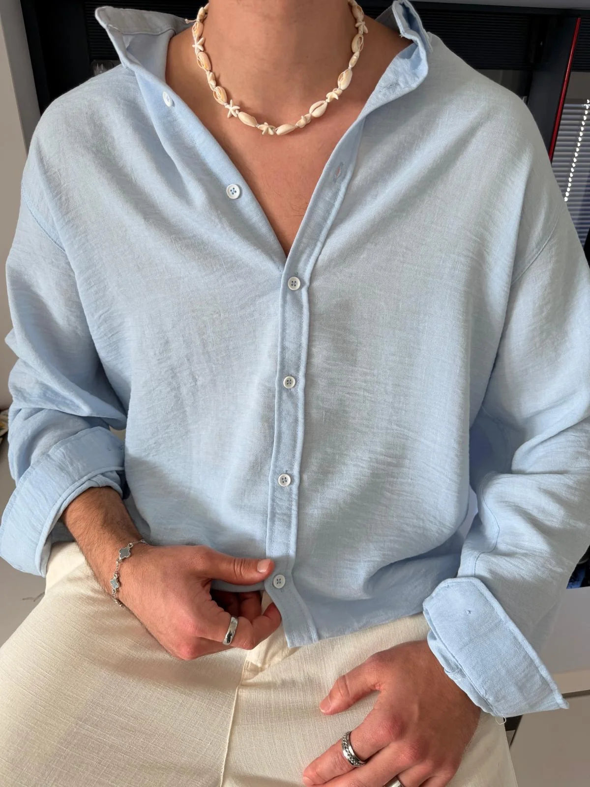 Baby Blue Linen Shirt