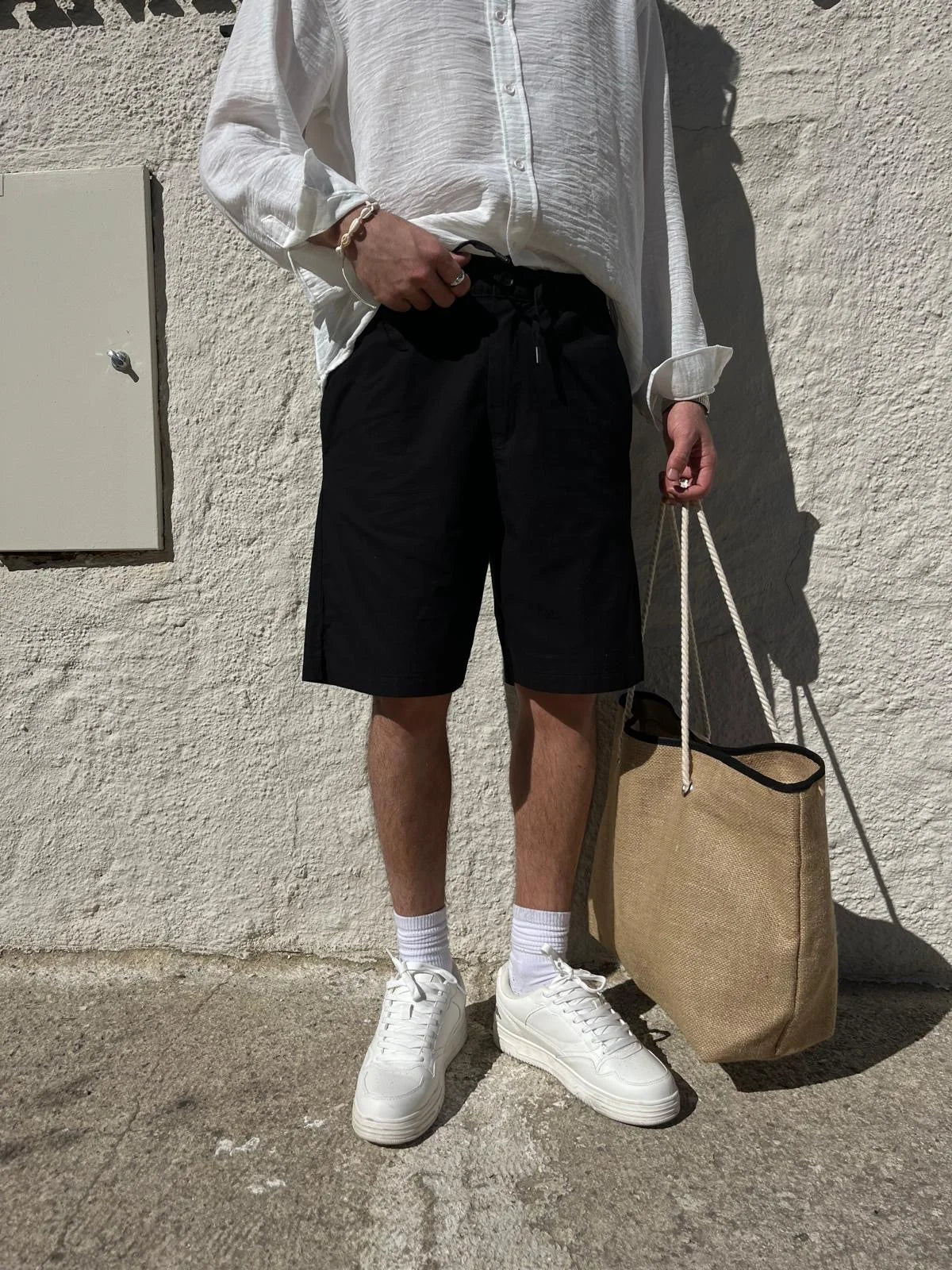 Black Linen Shorts