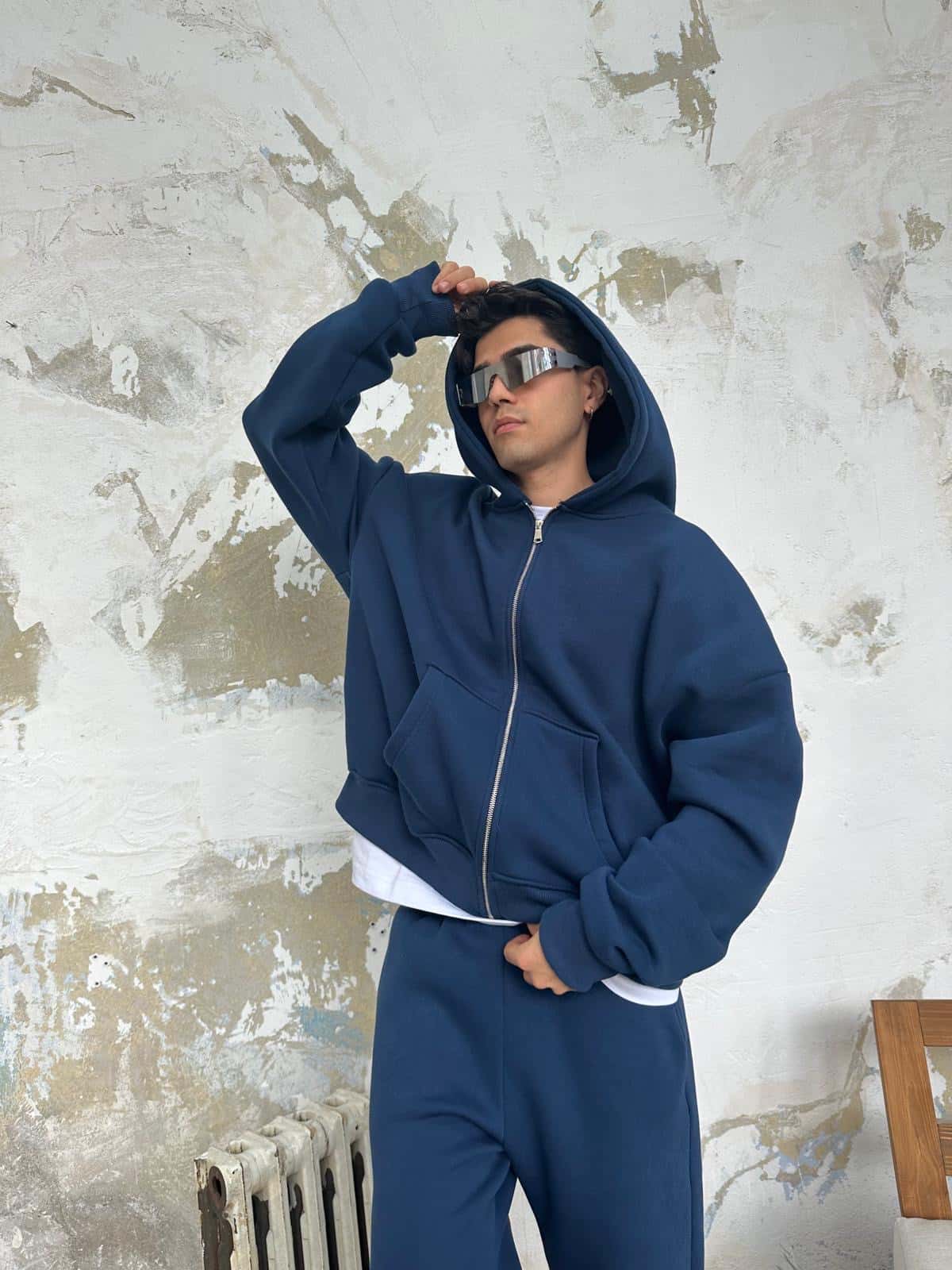 Indigo Oversized Basic Full Zipper