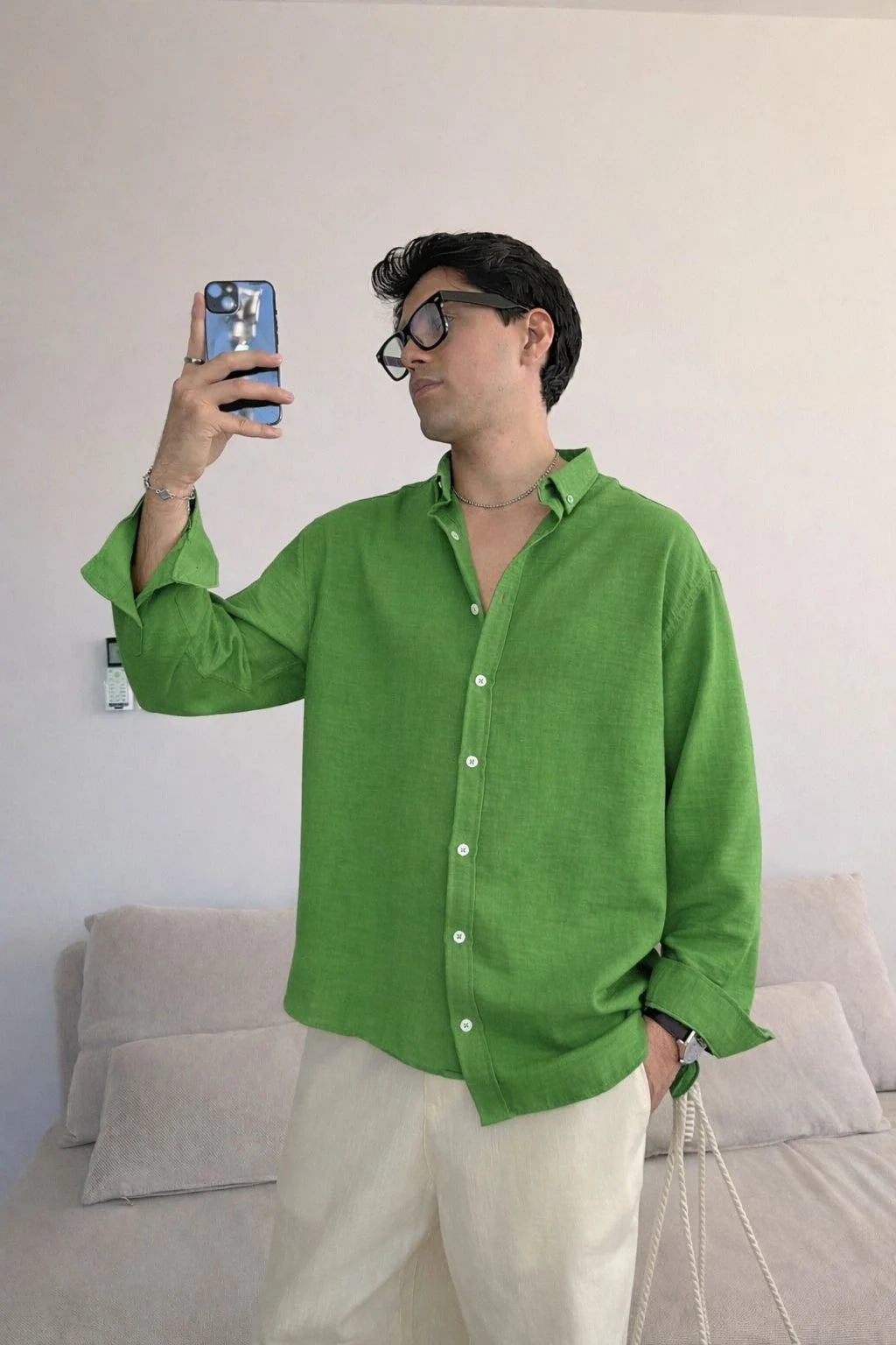 Green Linen Shirt