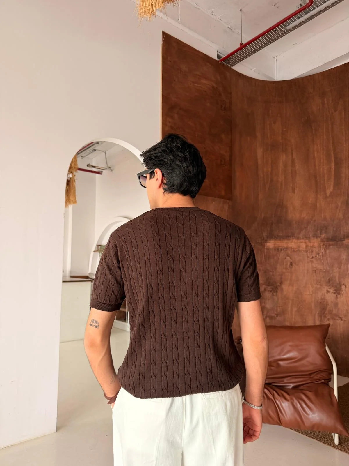 Hair Braid Coffee Knit T-Shirt