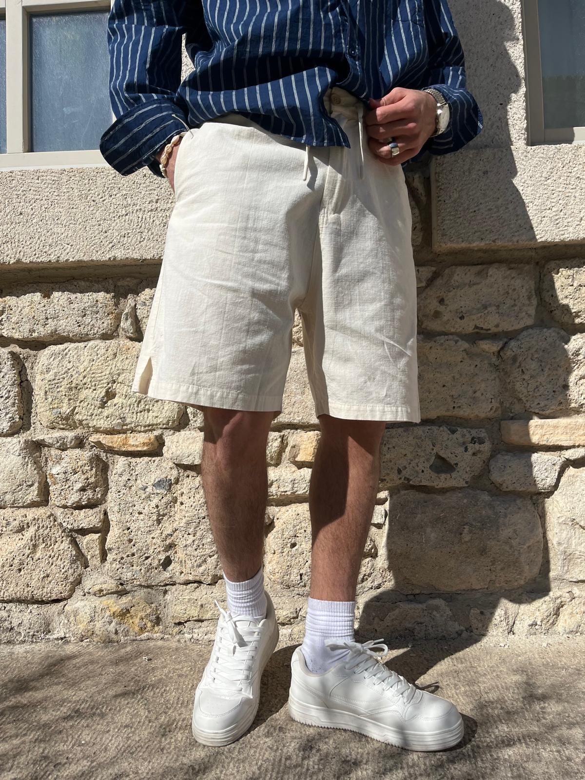 Beige Linen Shorts