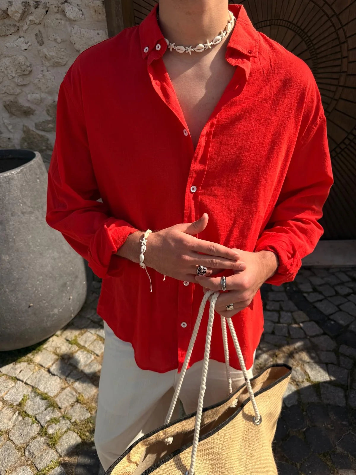Red Linen Shirt