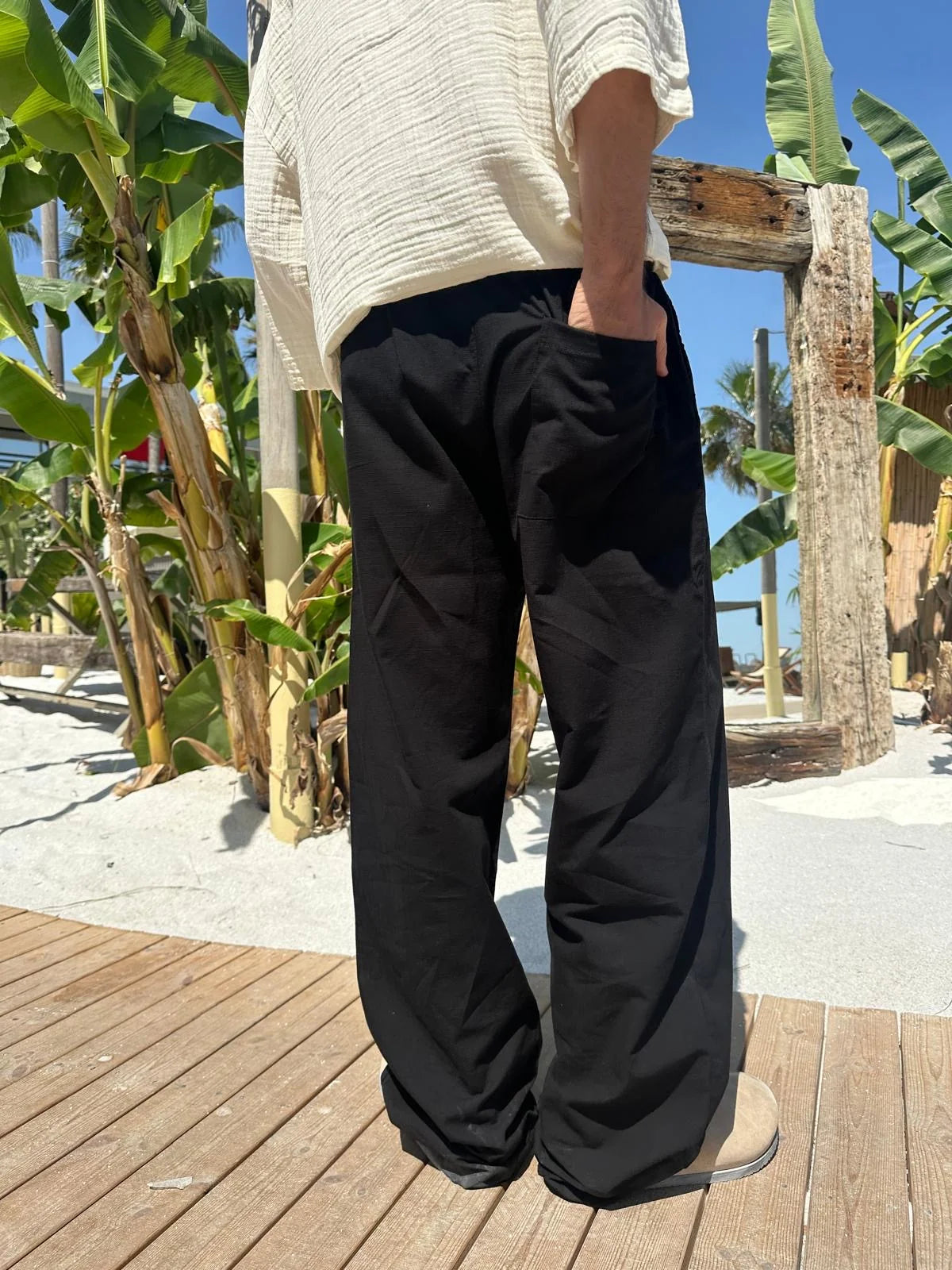Black Linen Baggy Pants