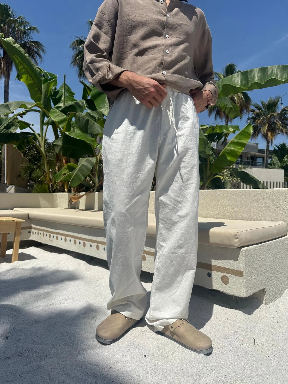 White Linen Baggy Pants