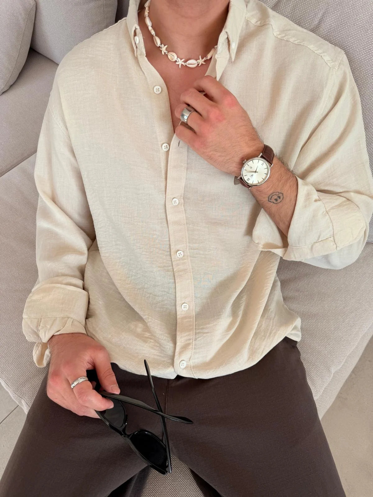 Beige Linen Shirt