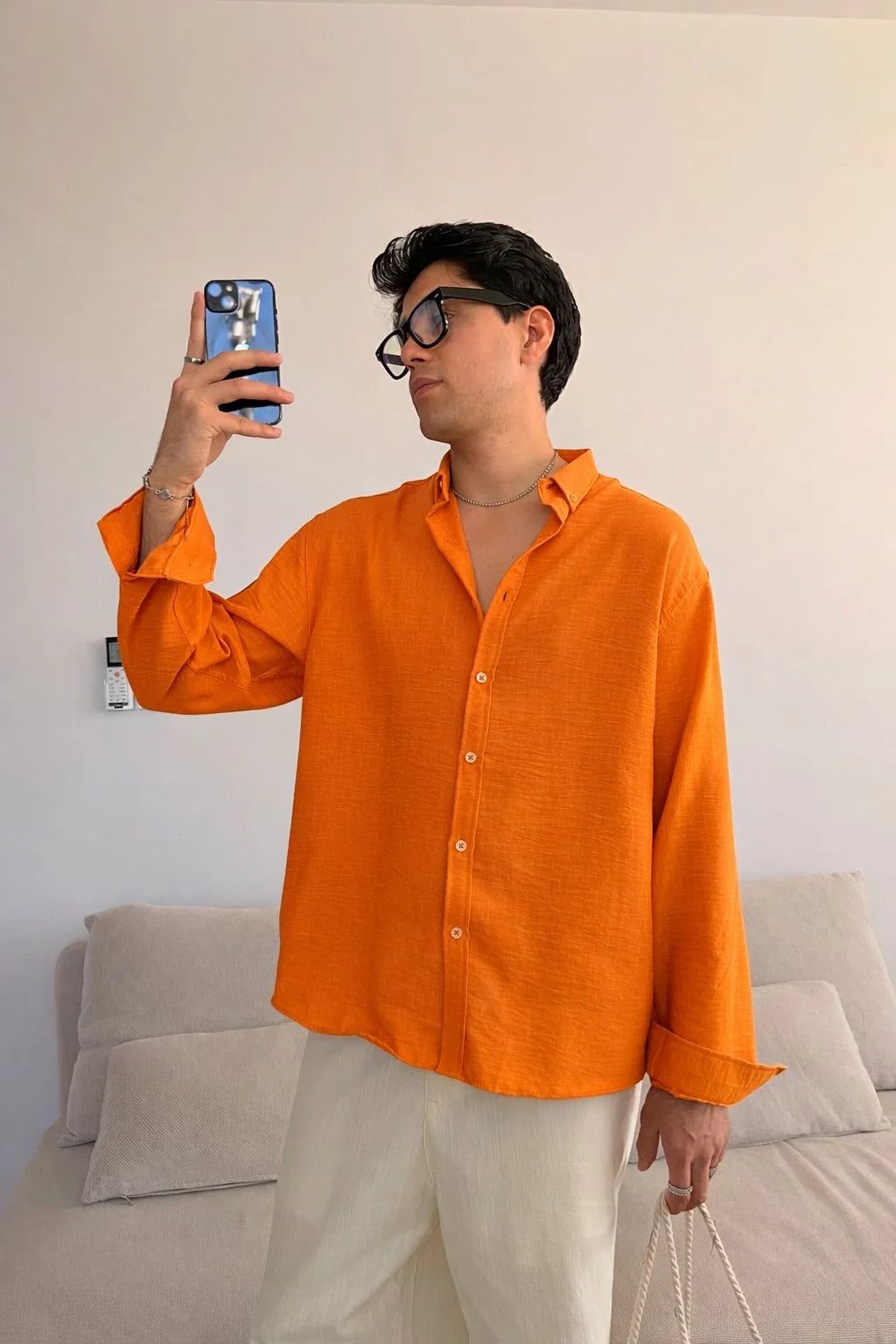 Orange Linen Shirt
