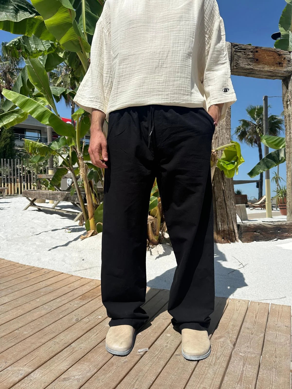 Black Linen Baggy Pants