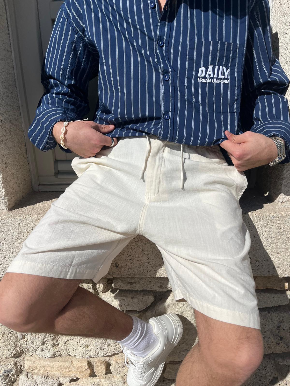 Beige Linen Shorts