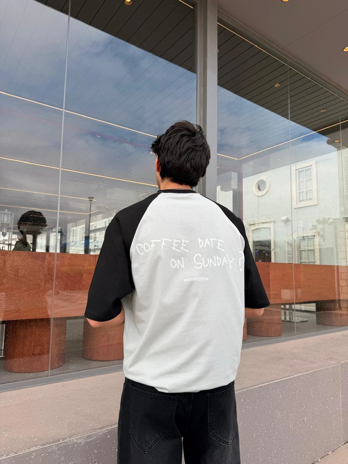 Coffee Date Raglan Sleeve Gray T-Shirt