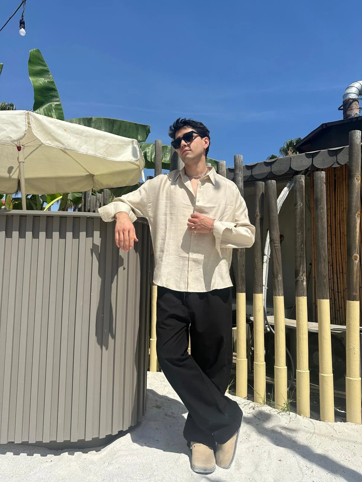 Black Linen Baggy Pants