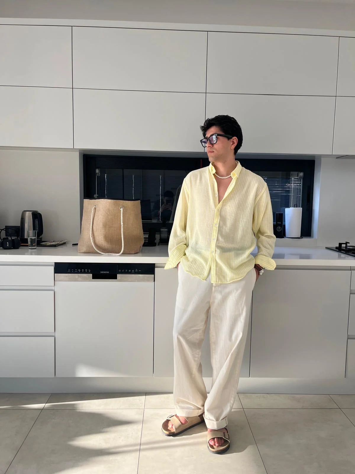 Yellow Striped Linen Shirt