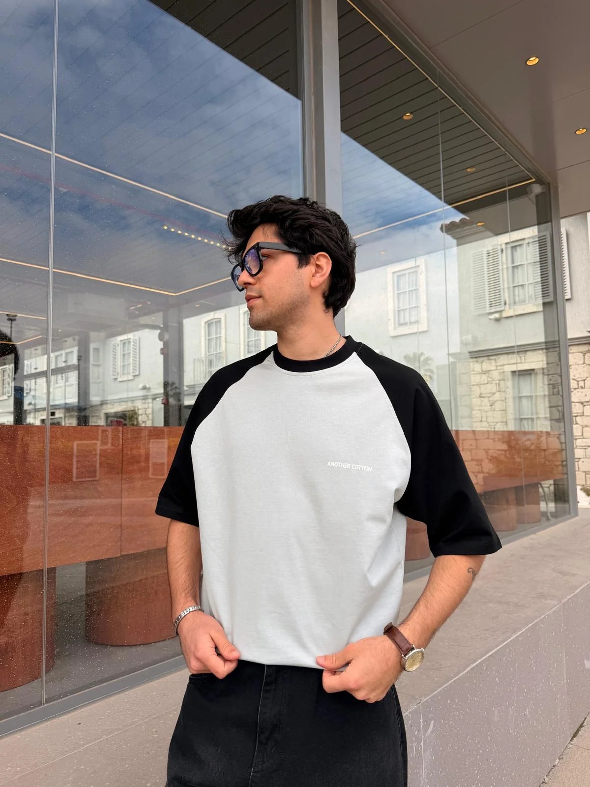 Coffee Date Raglan Sleeve Gray T-Shirt