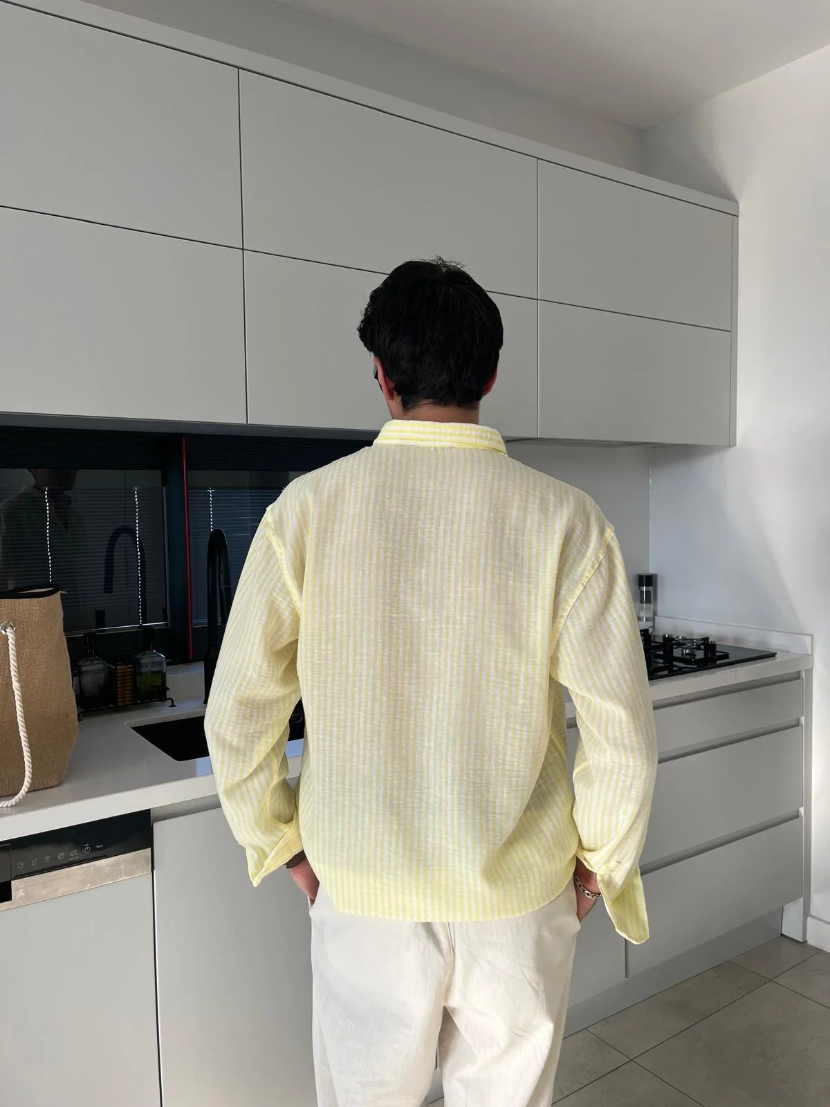 Yellow Striped Linen Shirt