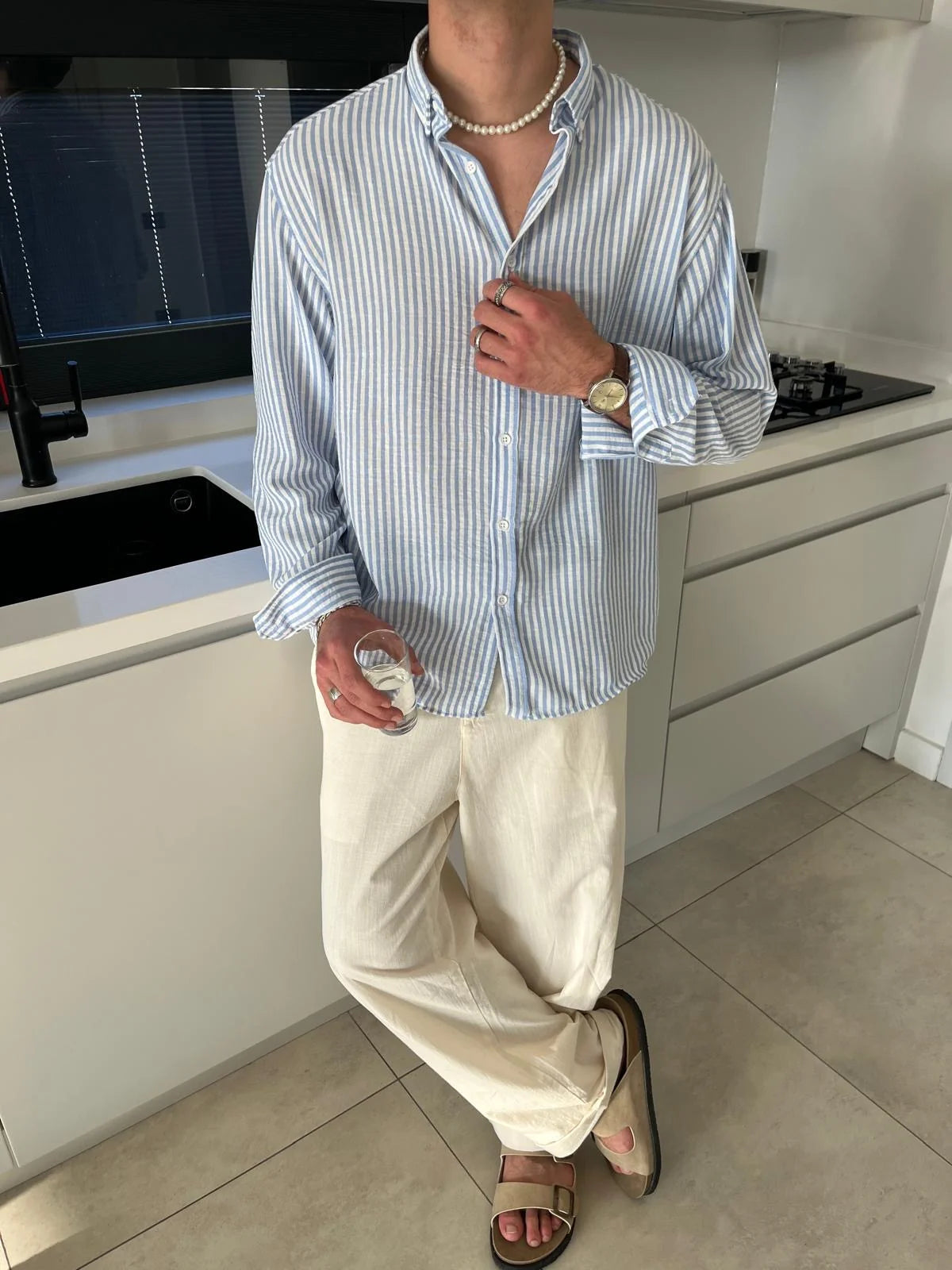 Blue Striped Linen Shirt