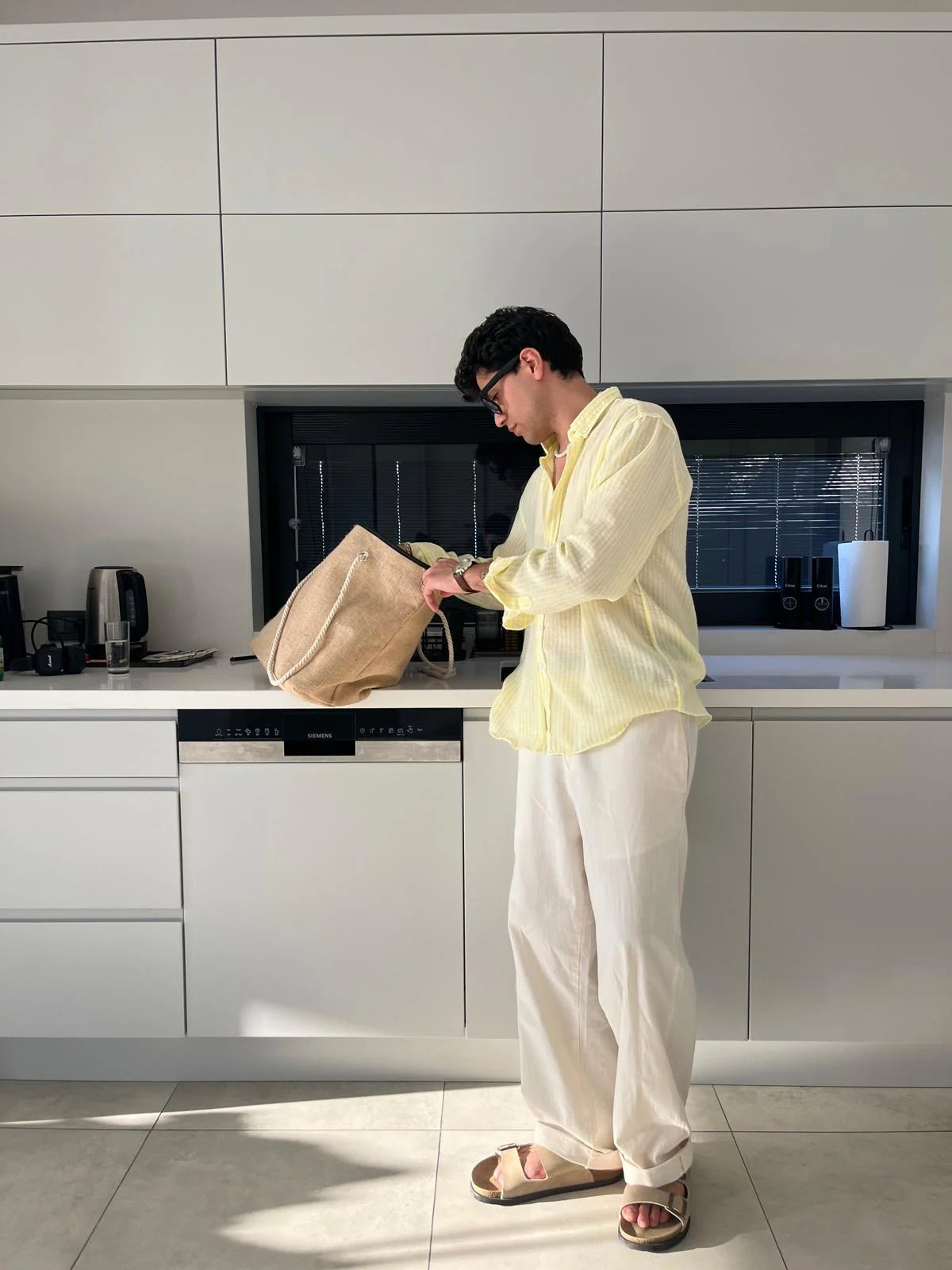Yellow Striped Linen Shirt