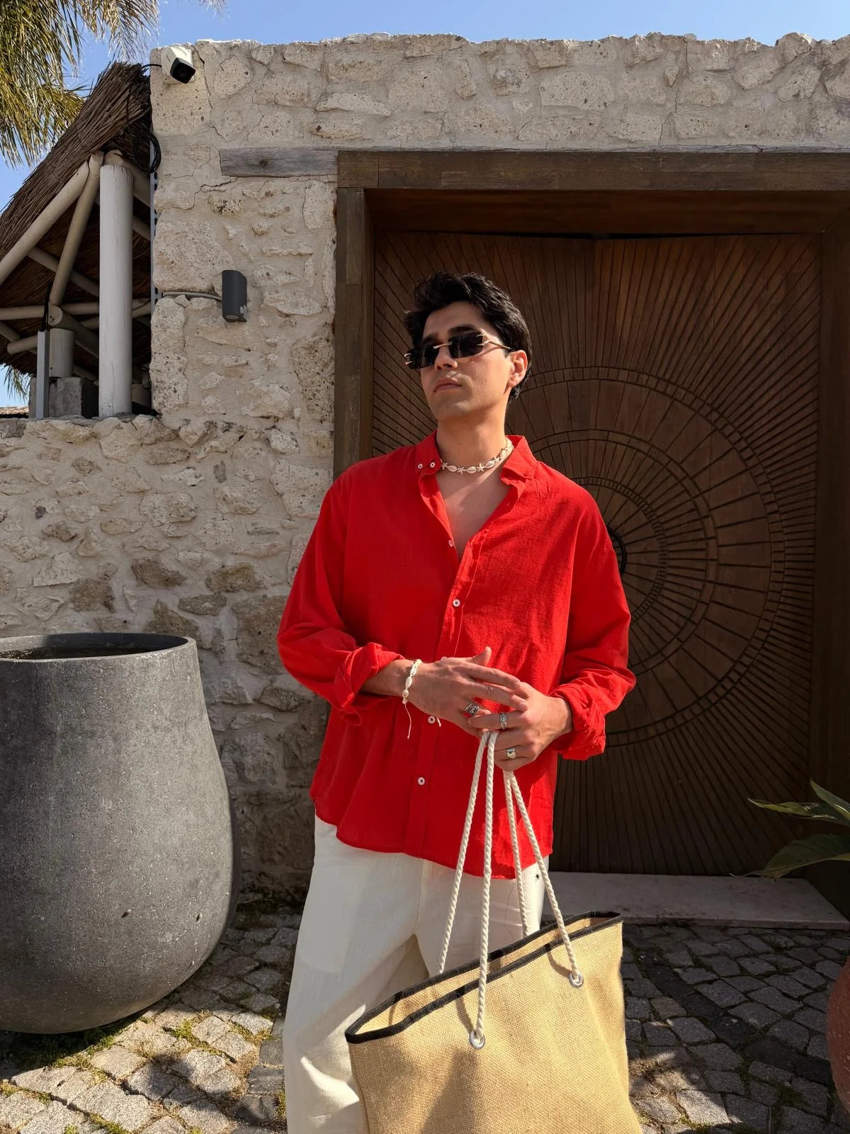 Red Linen Shirt
