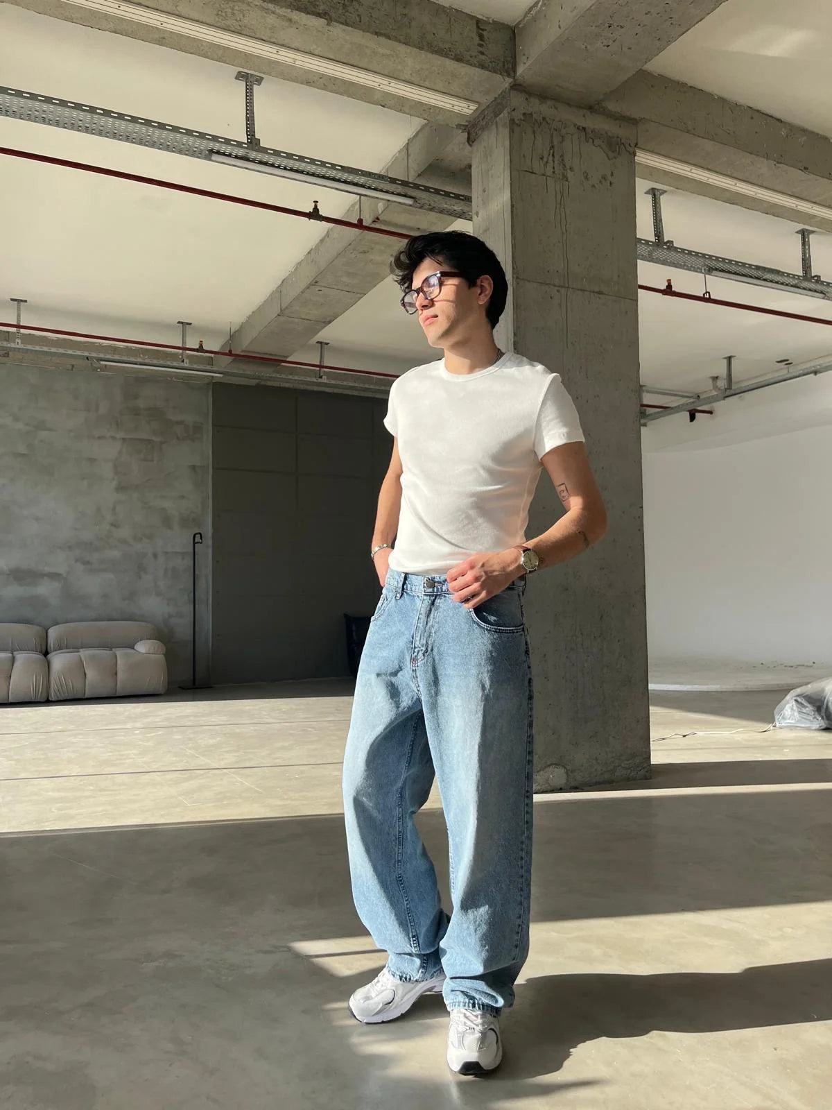 Crew Neck Regular Knit White T-Shirt