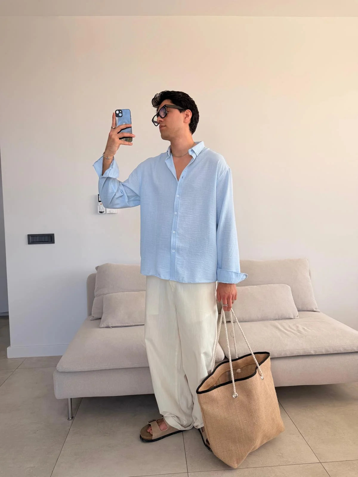 Baby Blue Linen Shirt