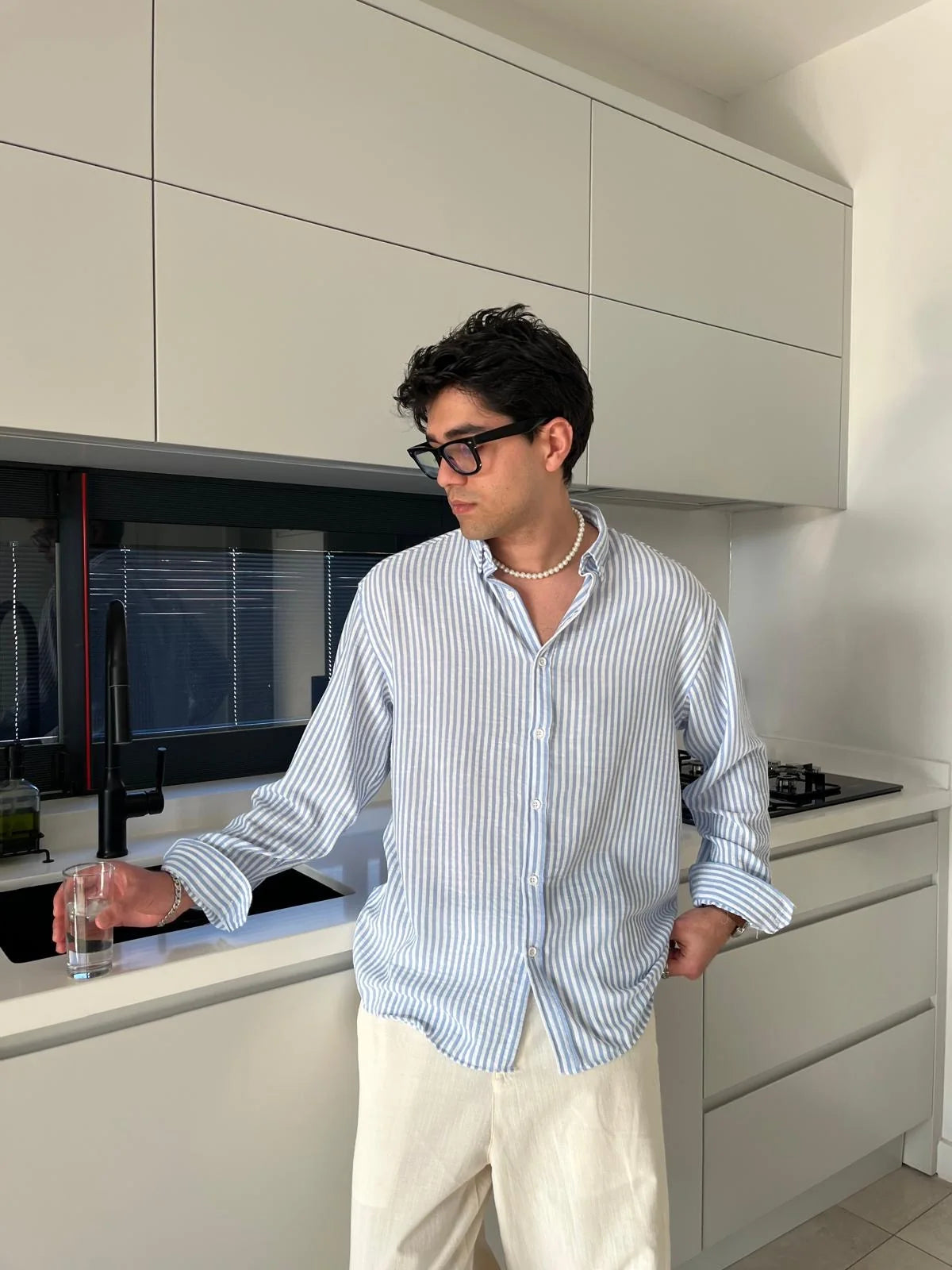 Blue Striped Linen Shirt
