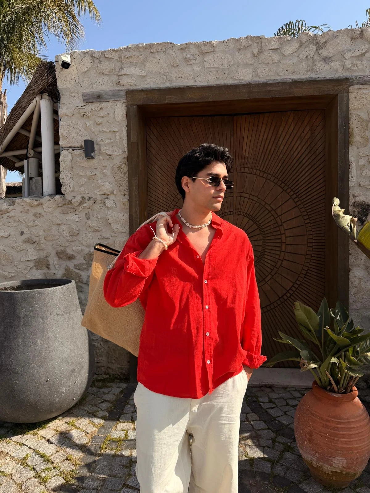 Red Linen Shirt