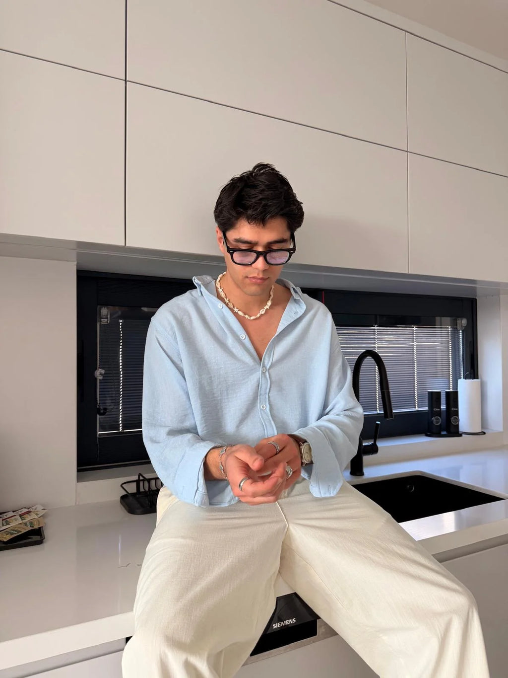 Baby Blue Linen Shirt