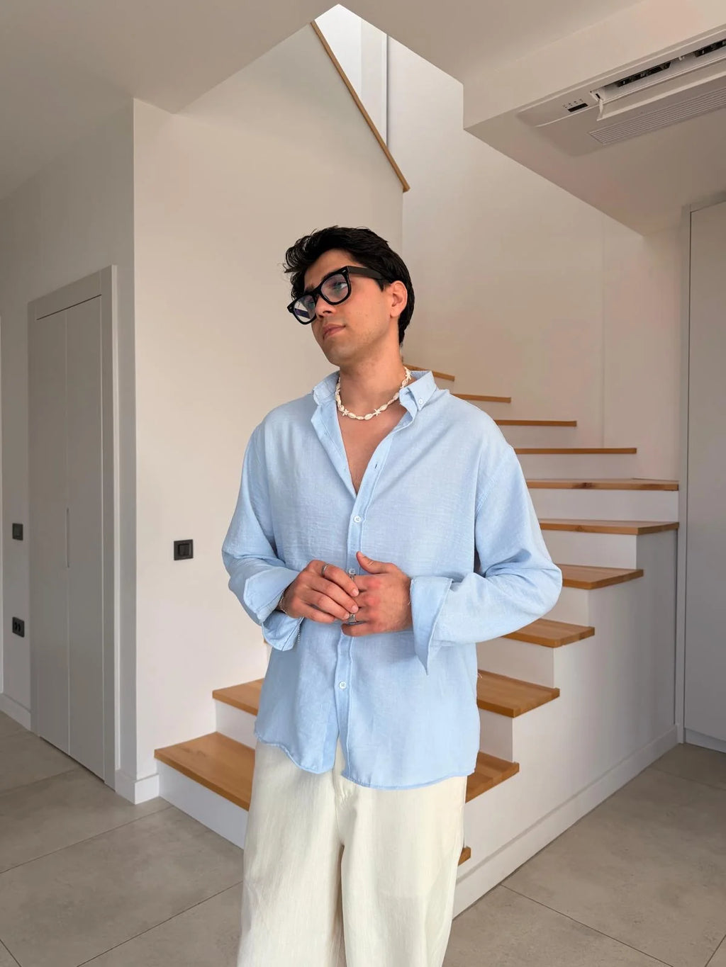 Baby Blue Linen Shirt
