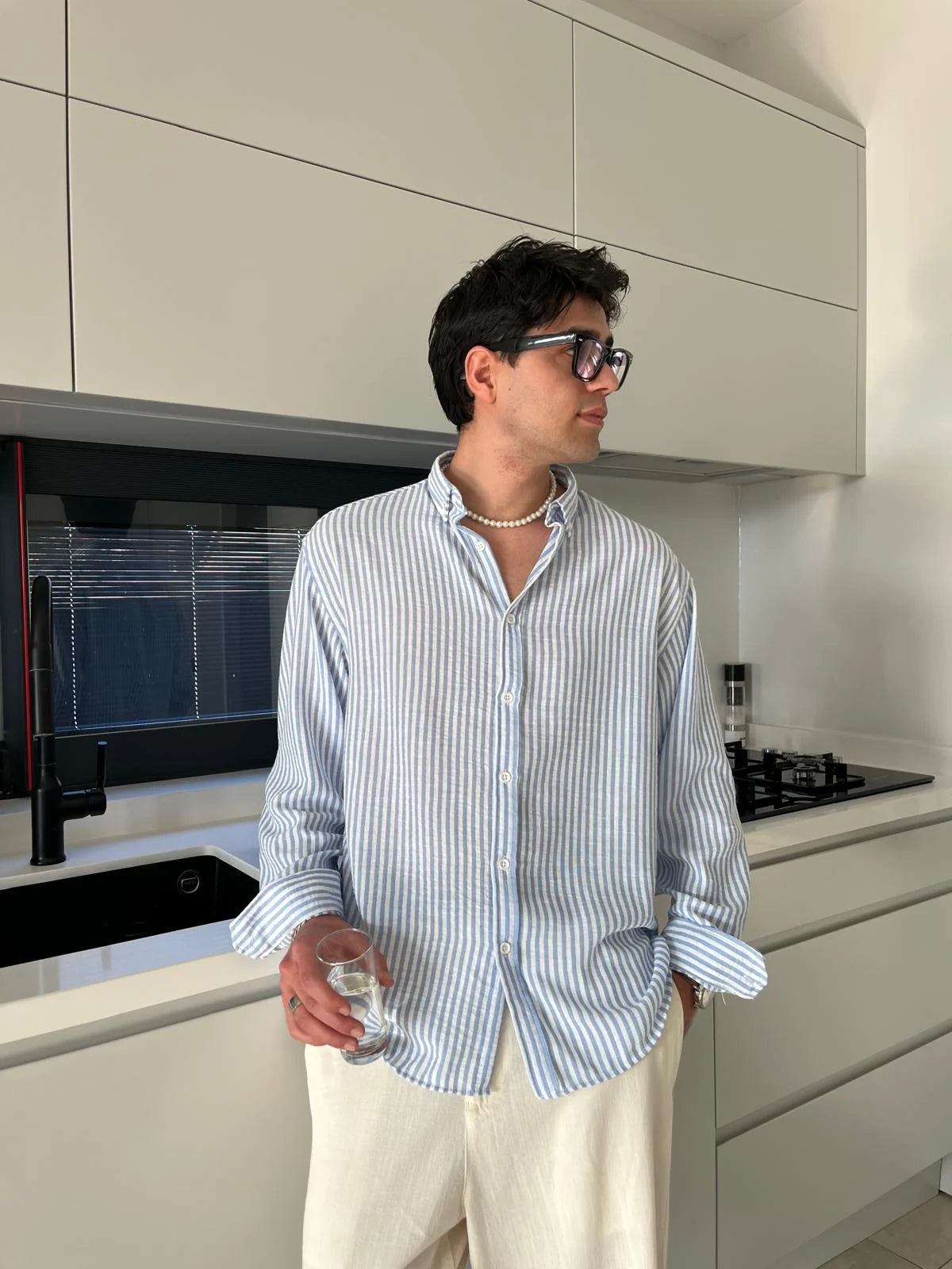 Blue Striped Linen Shirt