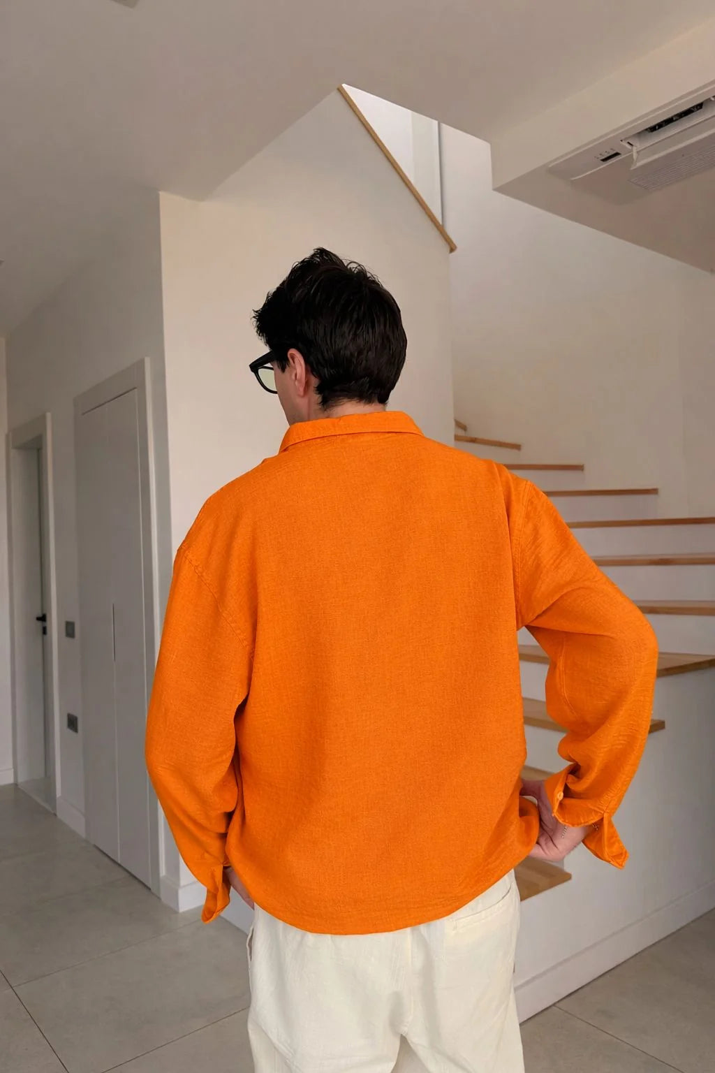 Orange Linen Shirt