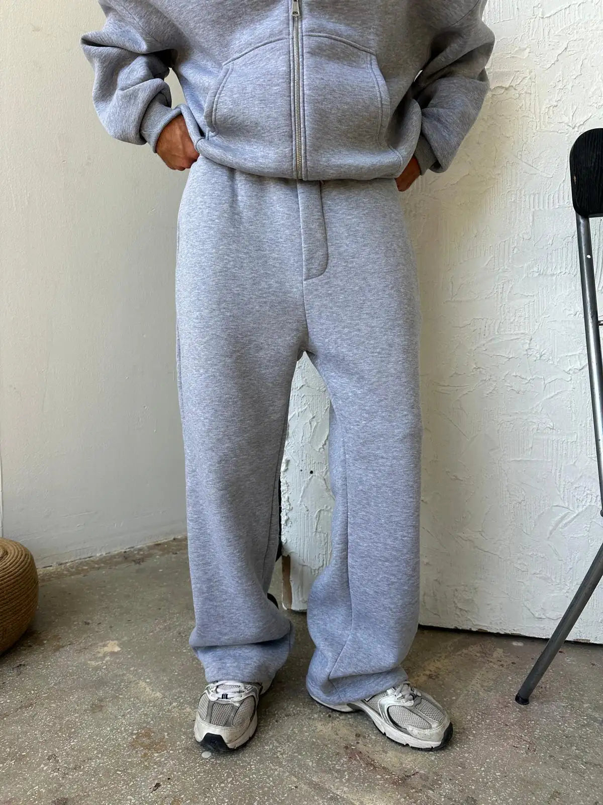 Essential Tracksuit Half Zipper/Sweatpants Set - Gray