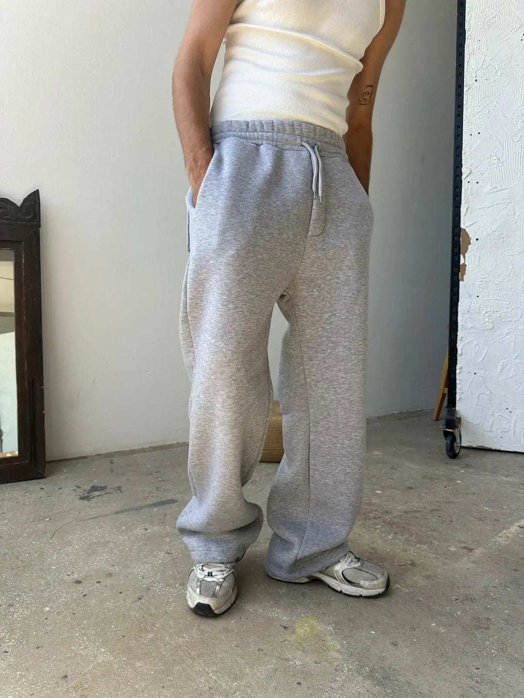 Gray Oversized Basic Sweatpants
