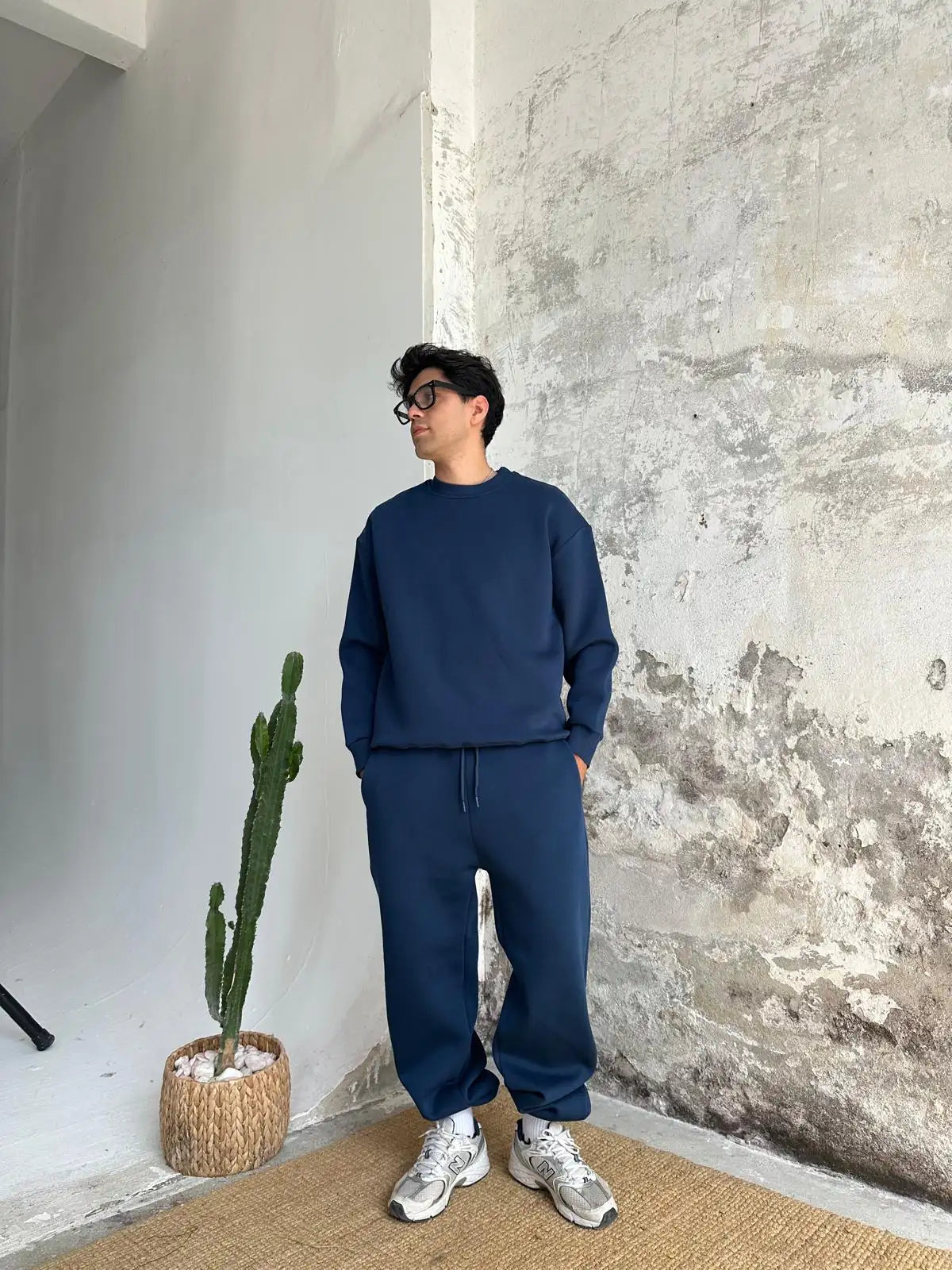 Essential Tracksuit Crewneck/Sweatpants Set - Indigo