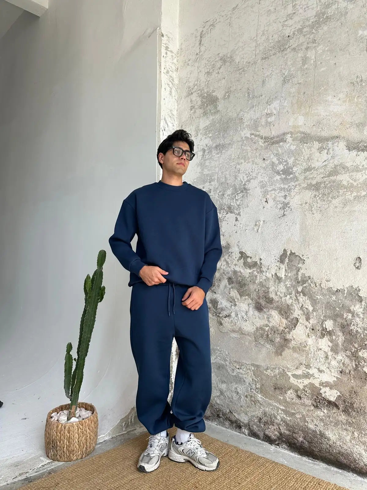 Essential Tracksuit Crewneck/Sweatpants Set - Indigo