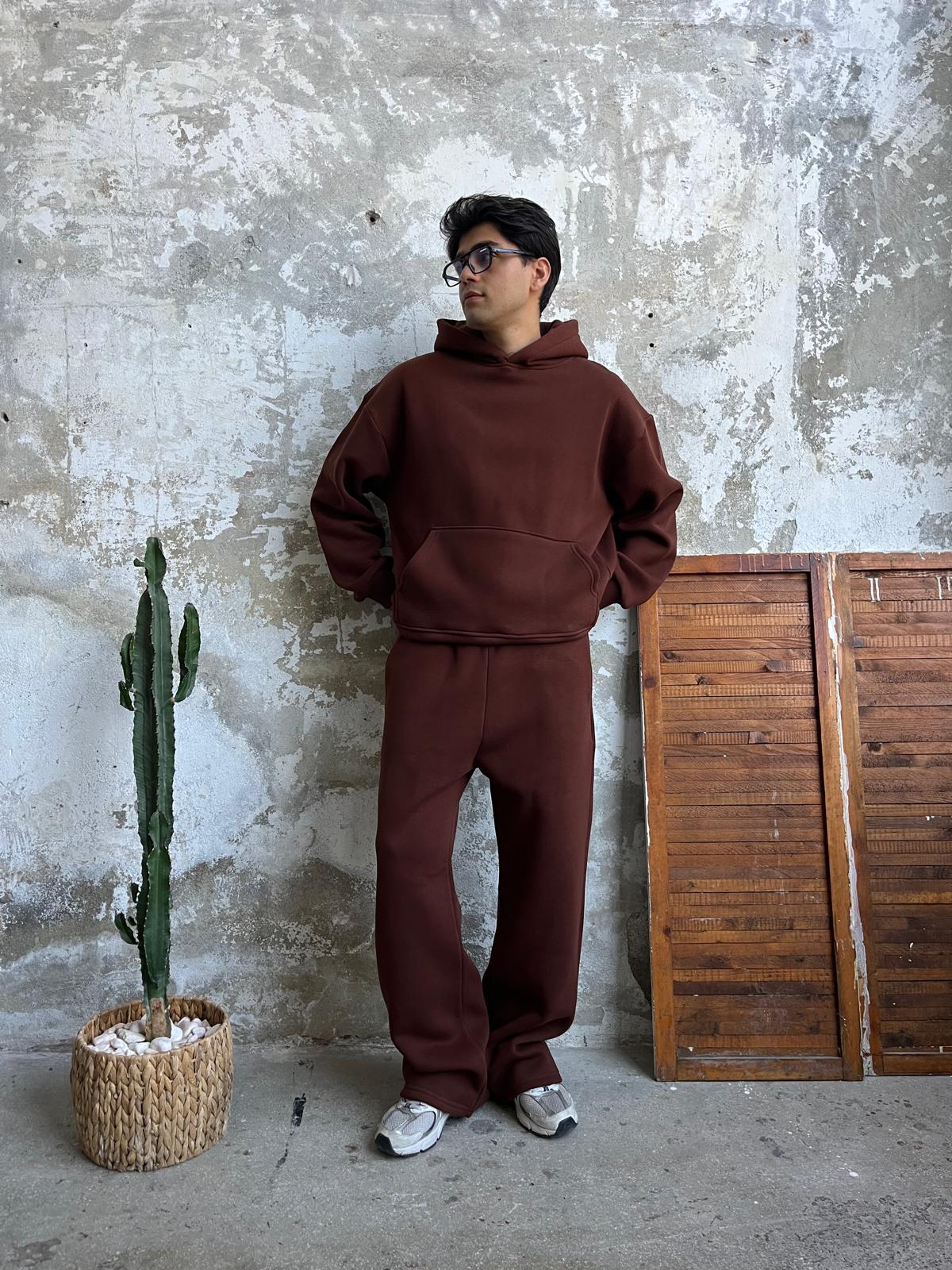 Brown Oversized Basic Hoodie