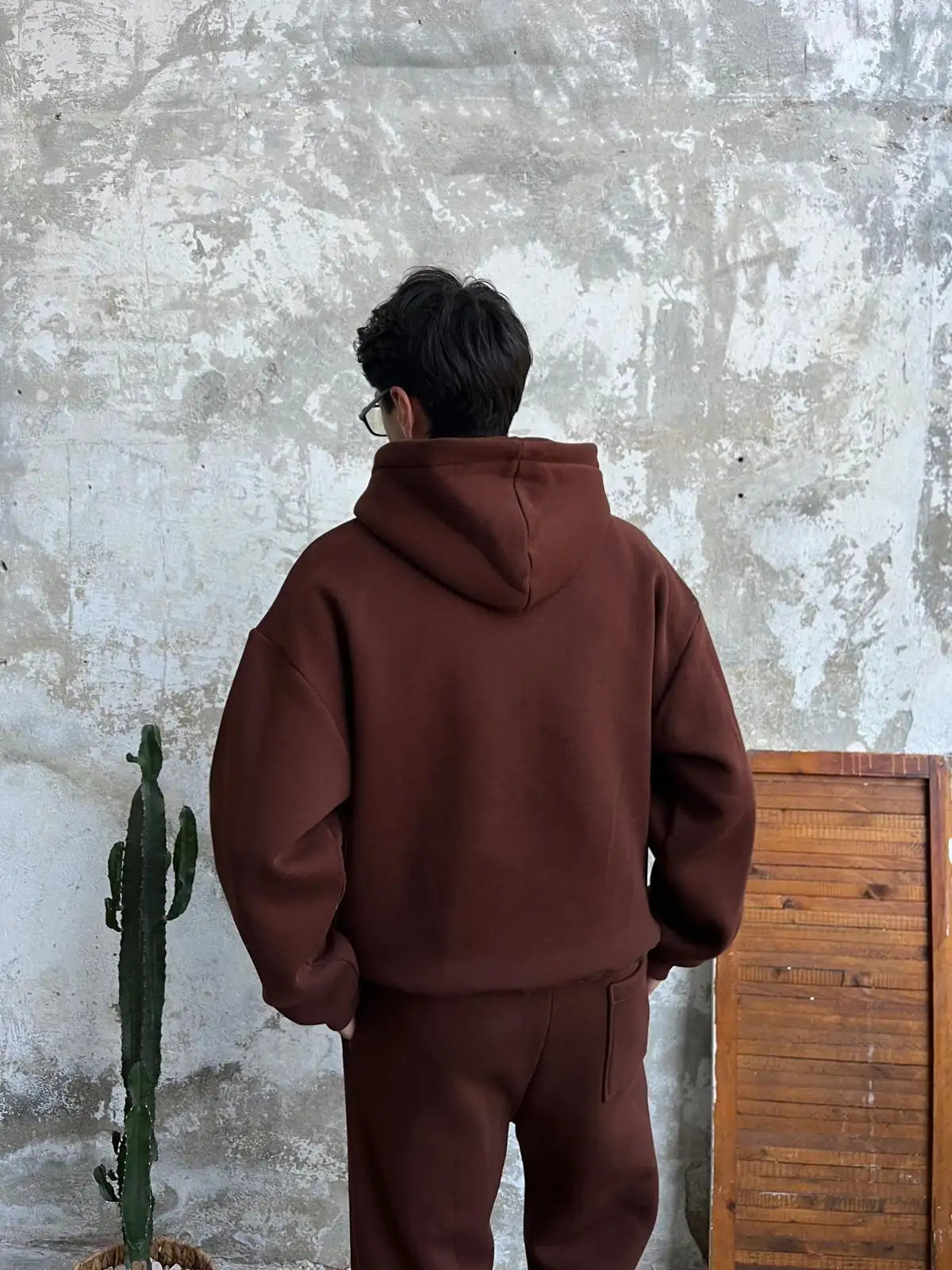 Essential Tracksuit Hoodie/Sweatpants Set - Brown
