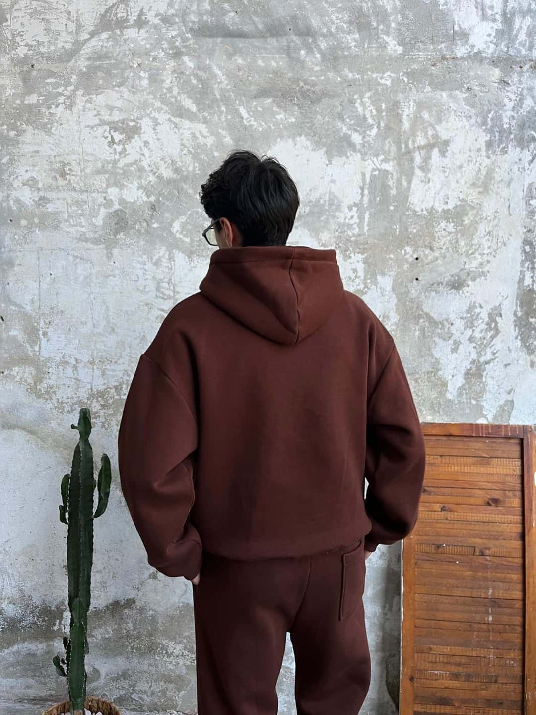 Brown Oversized Basic Hoodie