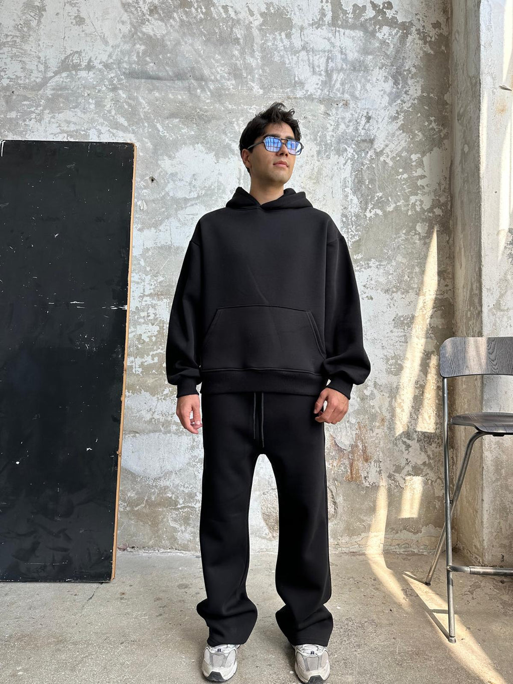 Black Oversized Basic Hoodie