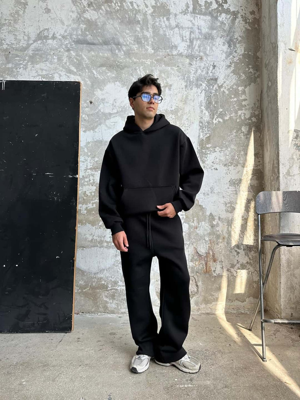Black Oversized Basic Hoodie
