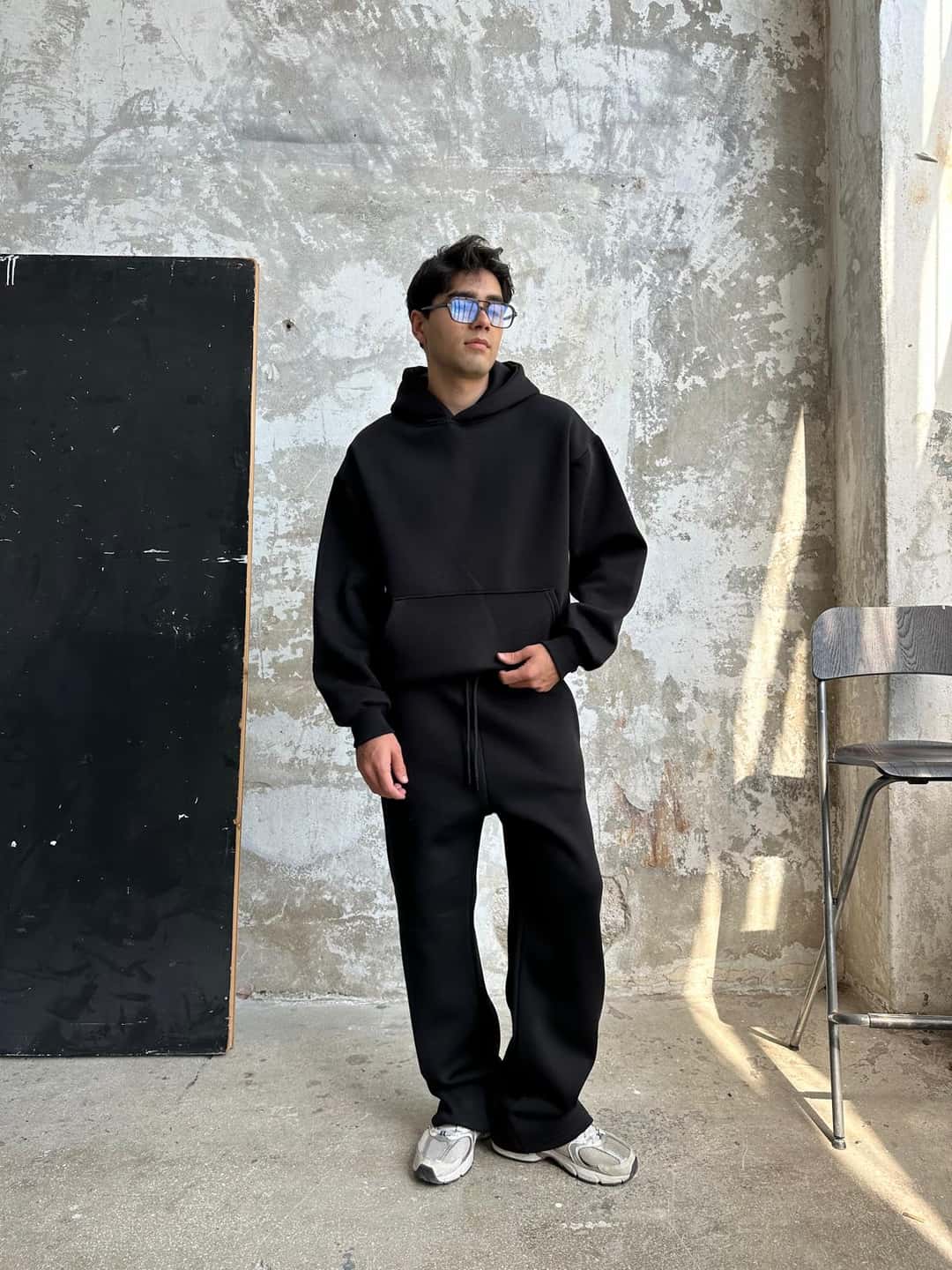 Black Oversized Basic Hoodie