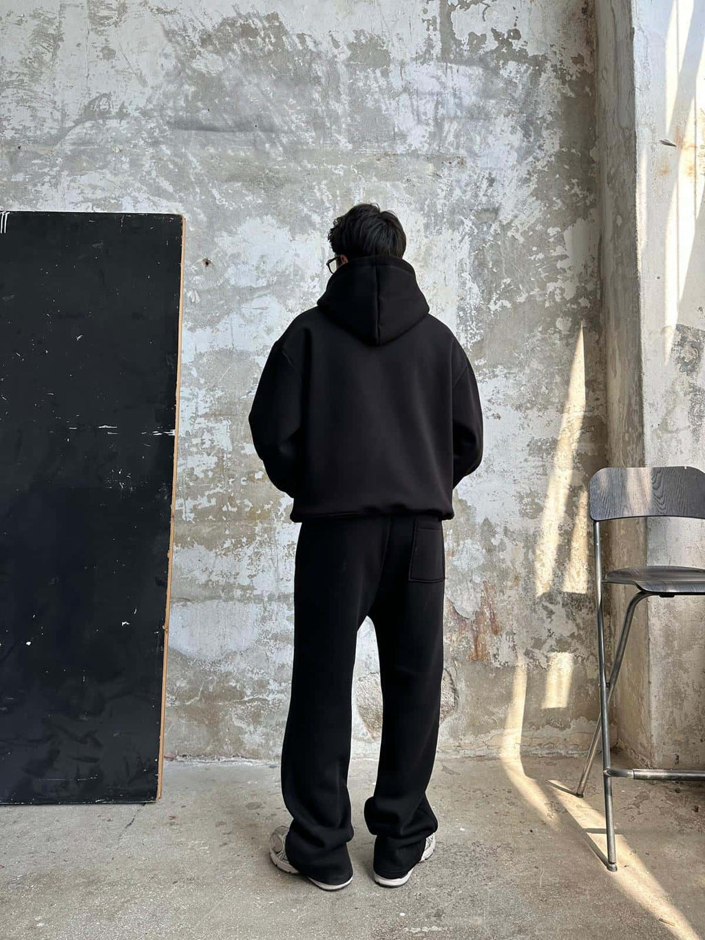Black Oversized Basic Hoodie